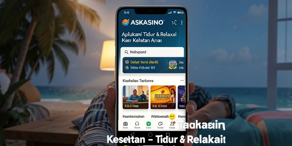 Tampilan antarmuka aplikasi Tidur & Relaksasi ASKASINO yang menenangkan.