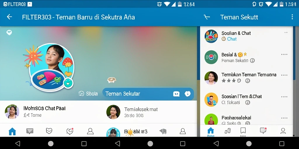 Tampilan antarmuka FILTER303 yang memudahkan interaksi dengan teman baru.