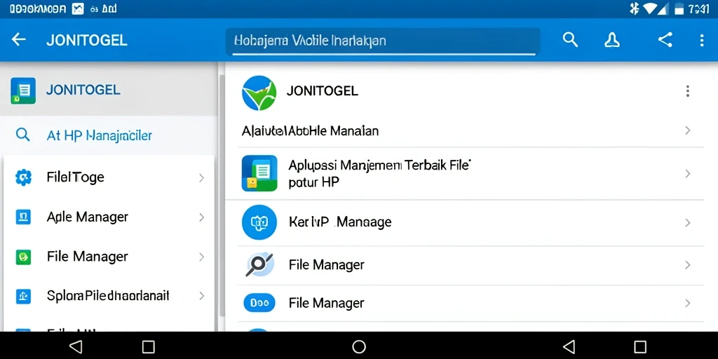 Tampilan antarmuka aplikasi JONITOGEL sebagai File Manager.