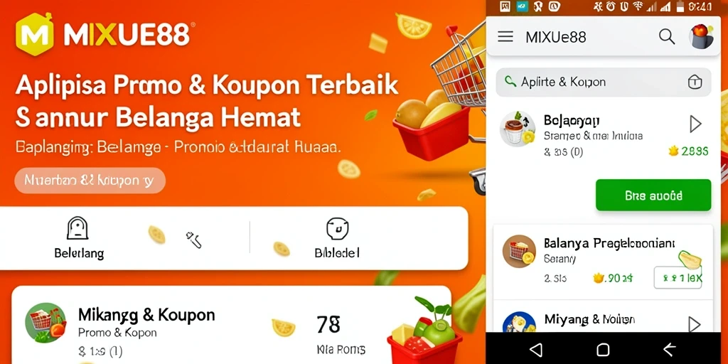 Tampilan antarmuka aplikasi MIXUE88 untuk promo dan kupon.
