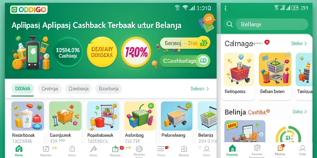 Tampilan antarmuka ODDIGO yang intuitif dan fungsi Cashback yang mudah digunakan.