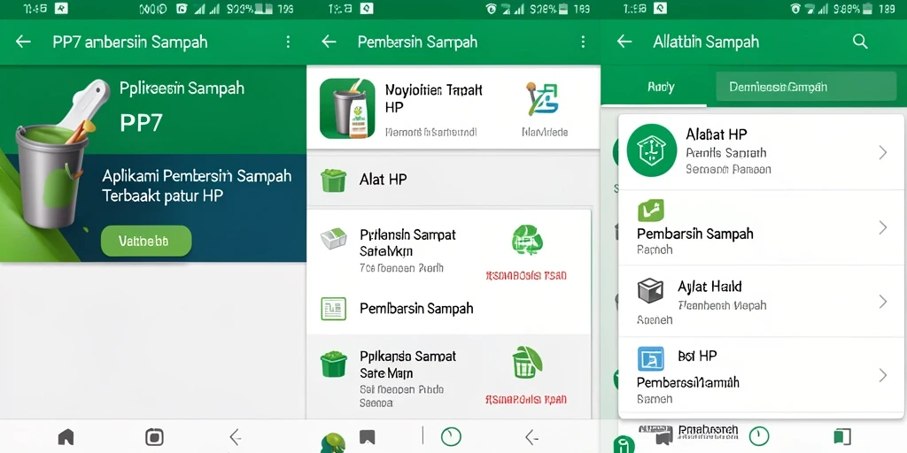 Antarmuka PP7 yang ramah pengguna saat melakukan pembersihan sampah.