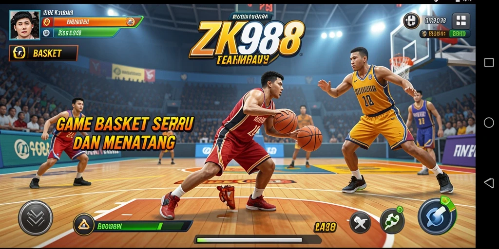 Tampilan antarmuka permainan basket ZK988 yang menarik dan interaktif.