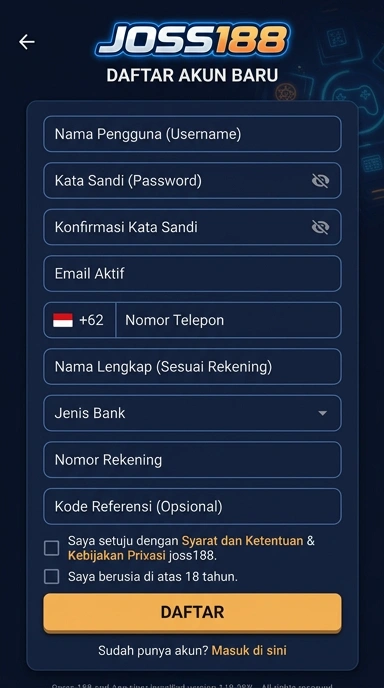Panduan Membuat Akun Baru joss188 dengan Mudah